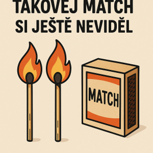 Jedná se o vtip. Nahoře nápis "Takovej MATCH si ještě neviděl" A pod ní 2 hořící sirky a krabička