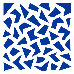 Small random angular shapes in royal blue. No background