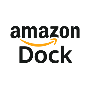 Amazon logo, nápis Dock a mezi tím nápisem logo Amazonu