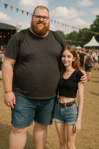 Jsme par, ja jsem 2metry velký a 150kg a přítelkyně je malá a hubena. Pojedeme na hudební festival