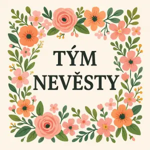 chci květiový rámeček a do toho nápis tým nevěsty