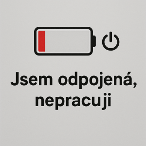 50 baterie vybitá off a text jsem odpojená, nepracuji
