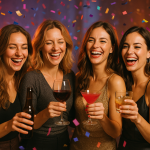Tema alkohol, party, damska jizda
