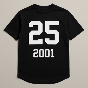 Chtěla bych aby to vypadalo jako černý dres s číslem 25 (bíle). Je to na moje narozky. Zapojit i moje datum narození2001