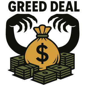 Symbol chamtivosti s nápisem greed deal