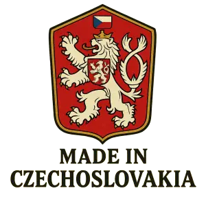 Znak československa a text, "Made in Czechoslovakia"
