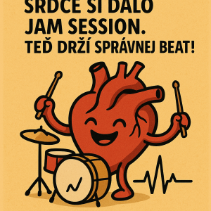 Srdce co drží rytmus. , text: Srdce si dalo jam session. Teď drží správnej beat!