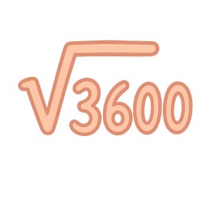 matematický symbol odmocnina z 3600 dětským písmem jednoduchý výraz, zářivá barva béžovo růžová bez pozadí