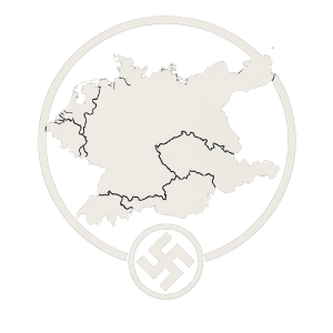 Bíle logo, ve kterem by byla nakreslena mapa třetí říše