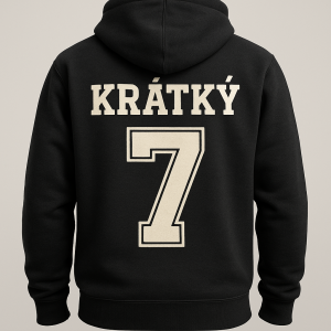 Na zadní straně mikiny mi pod text napiš číslo 7 ve stejném stylu jako daný text