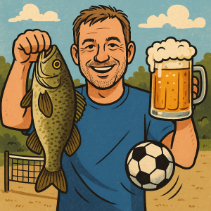 Je to pro přítele Který má rád ryby , nohejbal a rád si dá pivo