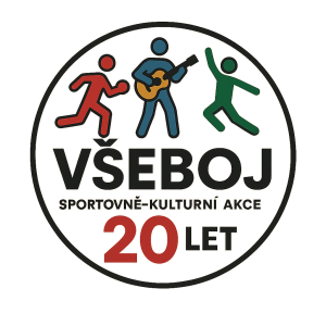 Logo sportovně kulturní akce s názvem Všeboj, která slaví dvacáté výročí založení