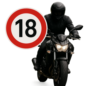 značka omezená rychlost 18, bez pozadí a bez stojny. Do pozadí dej nějakého motorkáře
