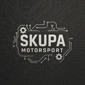 Nápis SKUPA MOTORSPORT a kolem něj techničtější