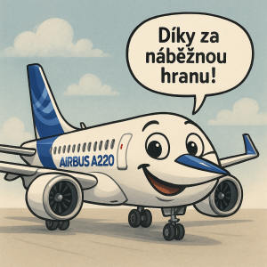 Airbus A220 s úsměvem a bublinou - Díky za náběžnou hranu :)