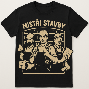 teamove tričko "mistři stavby" (zednik elektrikař, obkladač)