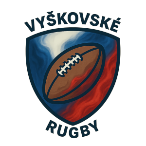 znak vyškovského rugby, česká trikolora v efektních šikmých pruzích připomínající dým
