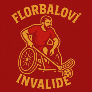 Obrazek byl mě obsahovat florbalový motiv s názvem florbalový invalidé, barvy nejlépe červená a zlatá