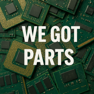 bude to napis we got parts with the letter backgrount of hw like memory cpu
