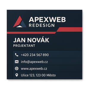 Udělej vizitku s nějakým designem pro firmu APEXWEBREDESIGN