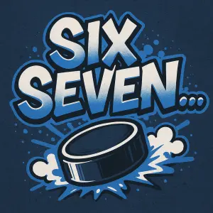 nápis "six seven ..." v grafiti stylu modro bílý, jako design vítkovického fanouška, třeba s pukem, chic ho podélně shor
