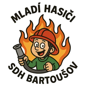 vtipné logo mladých hasičů SDH Bartoušov, s ohněm