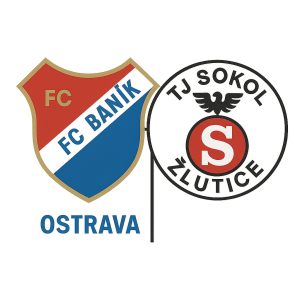 Znak FC Baník Ostrava, který se spojuje se znakem TJ Sokol Žlutice.