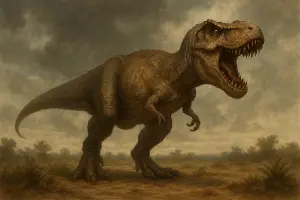 Vytvoř obrázek nastaveného dinosaura