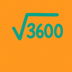 matematický symbol odmocnina z 3600 dětským písmem jednoduchý výraz, zářivá barva, jednobarevné bez ozdob