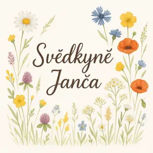 luční květy s nápisem svědkyně Janča
