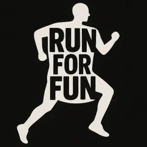 Text v bílé siluetě jako na přední straně RUNFORFUN