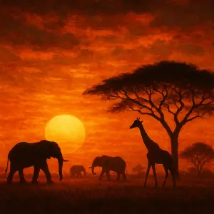 Africký západ slunce, safari