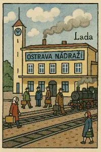 ostrava nadrazi s napisem Lada