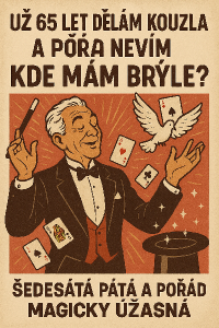 Už 65 let dělám kouzla, a pořád nevím Kde mám brýle Šedesátá pátá a pořád magický úžasná