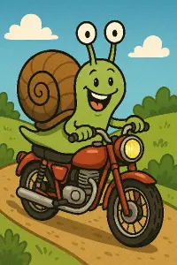 Veselý šnek na motorce