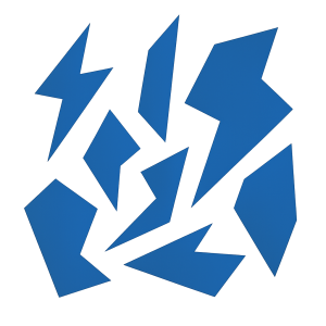 Random angular shapes in blue. No background