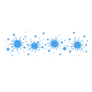 A lines of small random blue paint splashes. No background