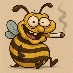 humorná včela zdeformovaná co kouří cigaretu