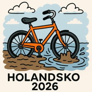 Humorný obrázek kola s nápisem Holandsko 2026