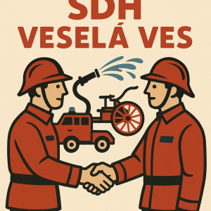 Udělej obrázek s hasičskou tématikou spojení dvou sdh a napiš tam sdh Veselá ves