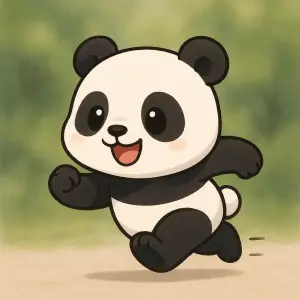 Roztomilá panda jak běží