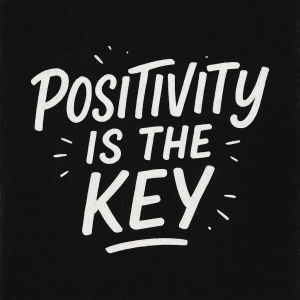 napis citat že positivity is the key bílej