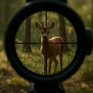 srnec, jak na něj míří optika