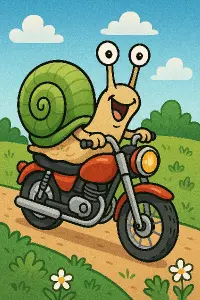Veselý šnek na motorce