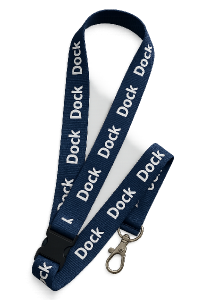 Udělej mi návrh na klíčenku na krk, kde bude nápis Dock a bude to prostě něco ve stylu Amazonu, protože to bude pracovní