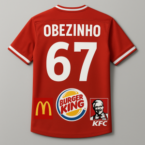 Chcem futbalovy dres pre mojho kamarata, sponzorov daj fast foody a meno na chrbat napis "Obezinho" a cislo 67