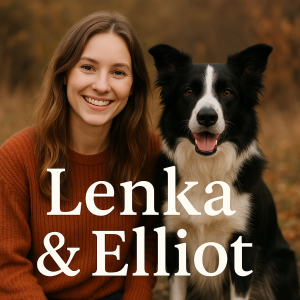 vyjmi z tohoto obrázku nápis a nejtmavšího a prostřeního psa, napiš tam text: Lenka a Elliot