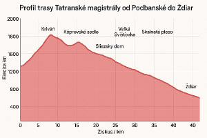 Profil trasy Tatranské magistrály od Podbanské do Žďáru