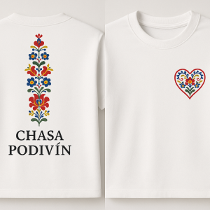 Chci na zádech podlužacky ornament a pod tím napsané Chasa PodivínA vepředu na levé straně chci podlužácké srdíčko