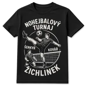 navrhni mi grafický návrh trika na nohejbalový turnaj v obci Žichlinek ve složení týmu Šenkýř a Kovář